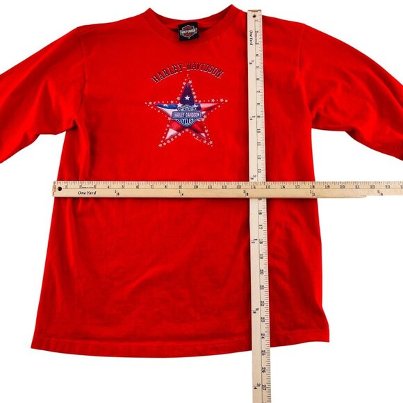 Harley-Davidson Red Star Logo Long Sleeve T-Shirt Women's Size M - Picture 4 of 5